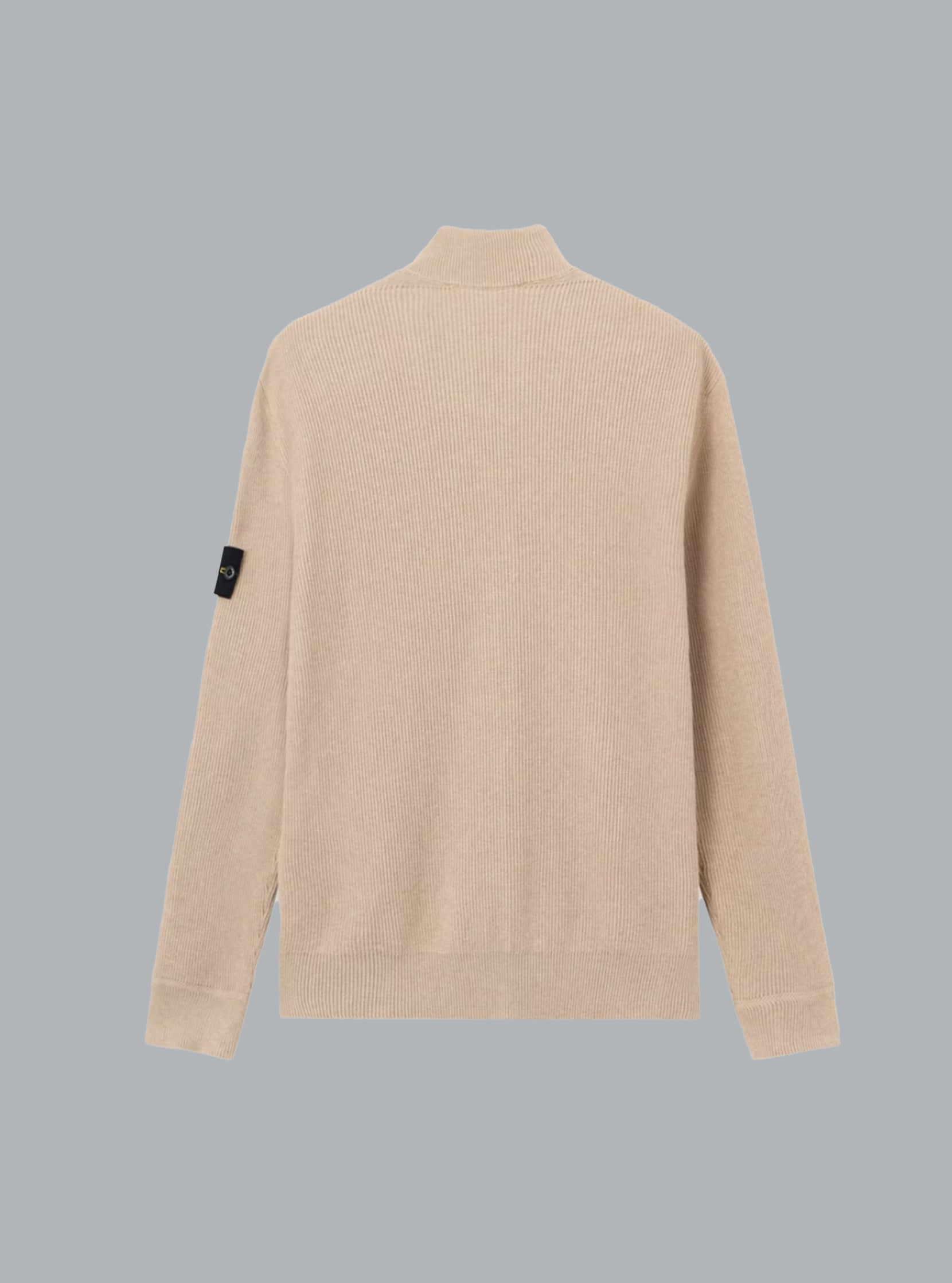 RIBBED SOFT ORGANIC COTTON CARDIGAN DESERT SAND