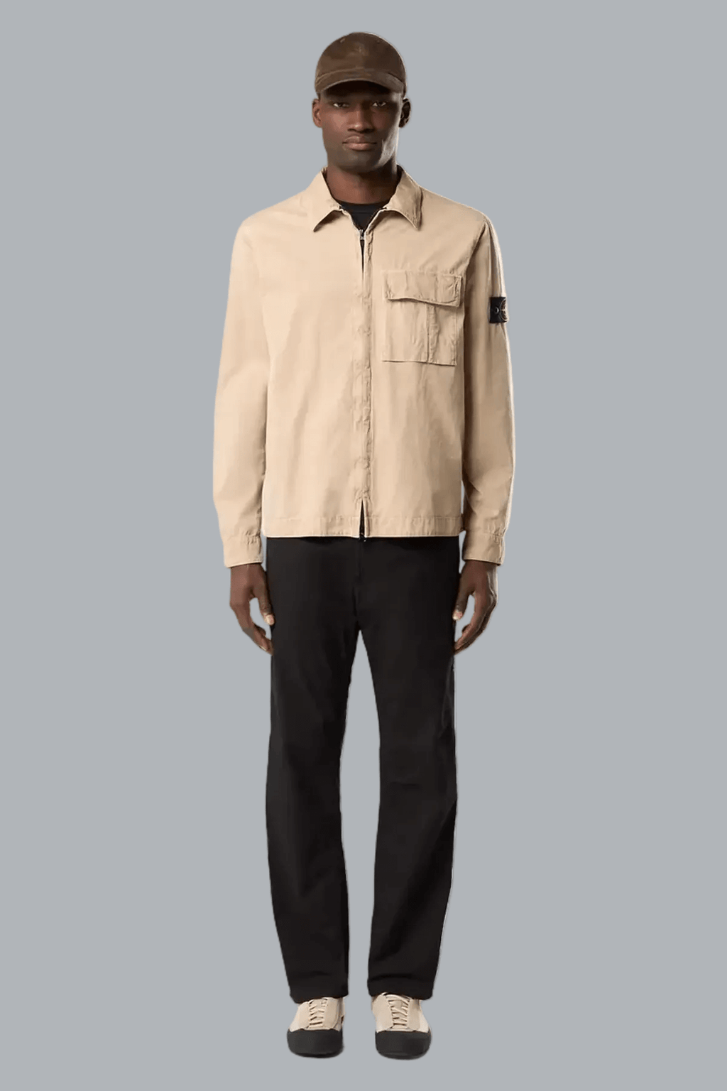 OLD' EFFECT BRUSHED ORGANIC COTTON CANVAS  SHIRTS DESERT SAND
