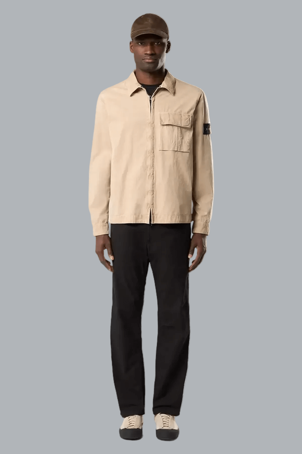 OLD' EFFECT BRUSHED ORGANIC COTTON CANVAS  SHIRTS DESERT SAND
