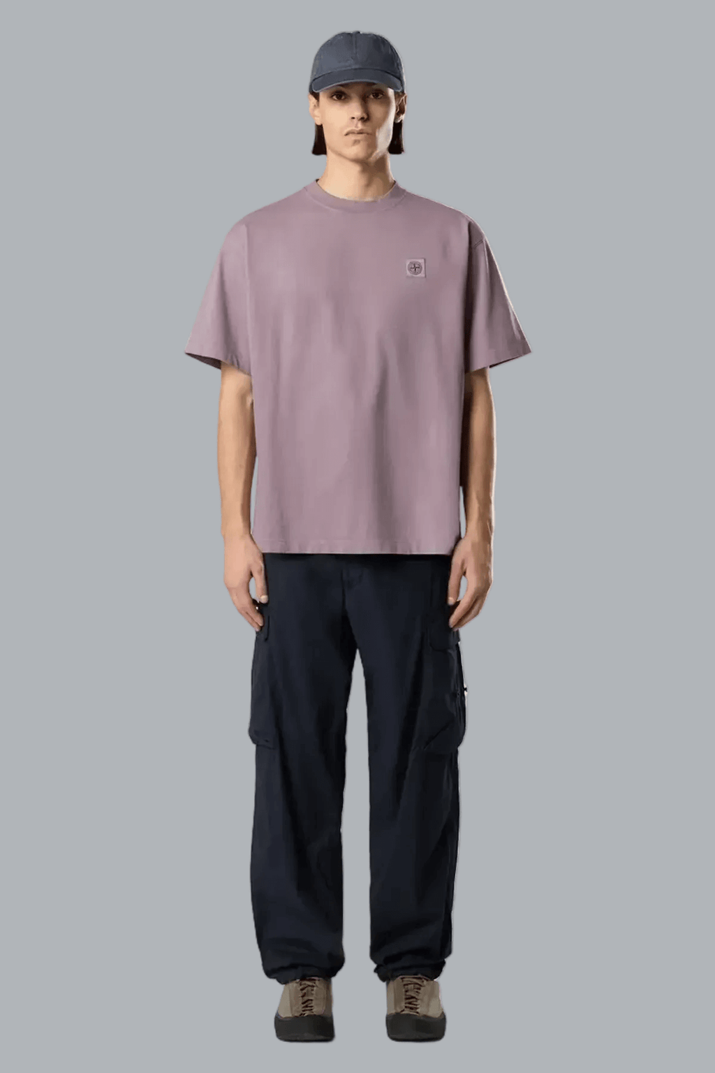 COMBED ORGANIC COTTON JERSEY T-SHIRT PURPLE GRAY