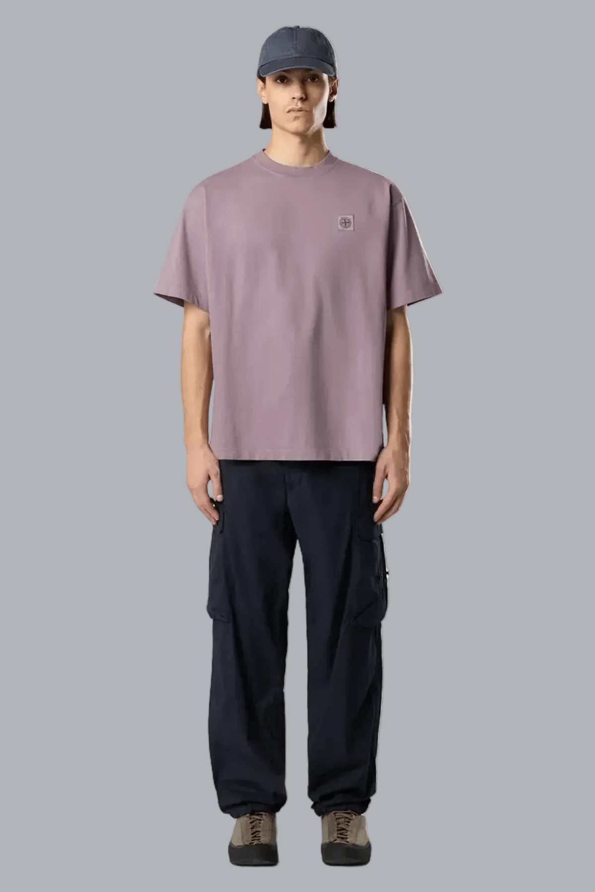 COMBED ORGANIC COTTON JERSEY T-SHIRT PURPLE GRAY