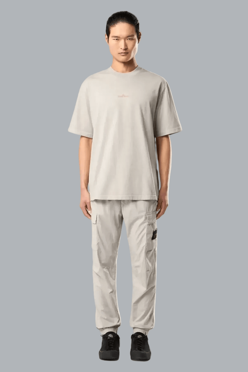 STRETCH COTTON TELA 'PARACADUTE' TROUSERS PEARL GREY