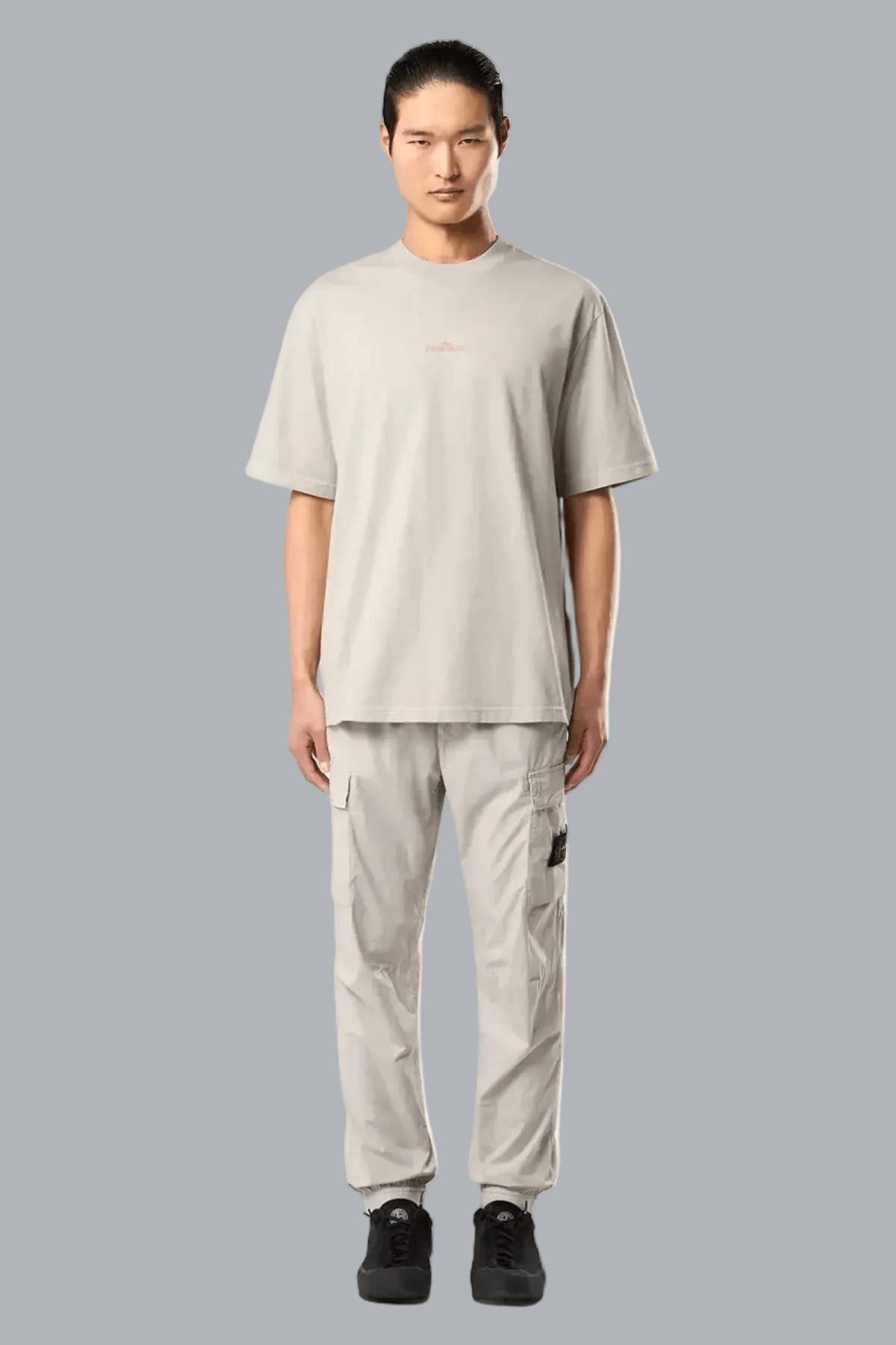 STRETCH COTTON TELA 'PARACADUTE' TROUSERS PEARL GREY