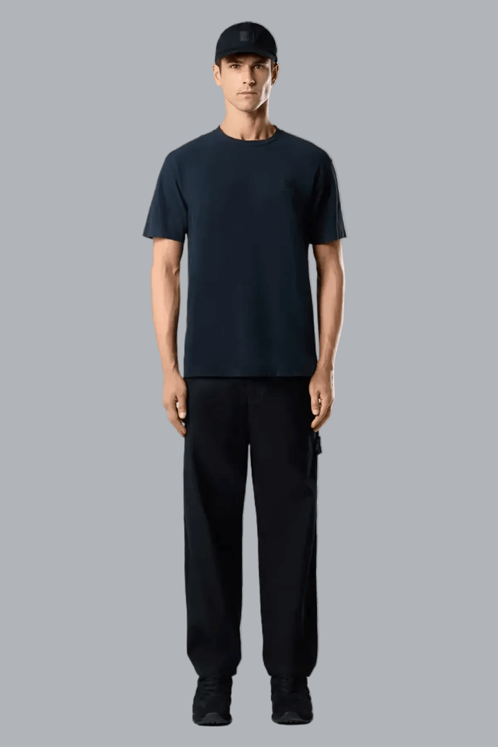 S.I. GHOST ORGANIC COTTON JERSEY CREPE T-SHIRT NAVY BLUE
