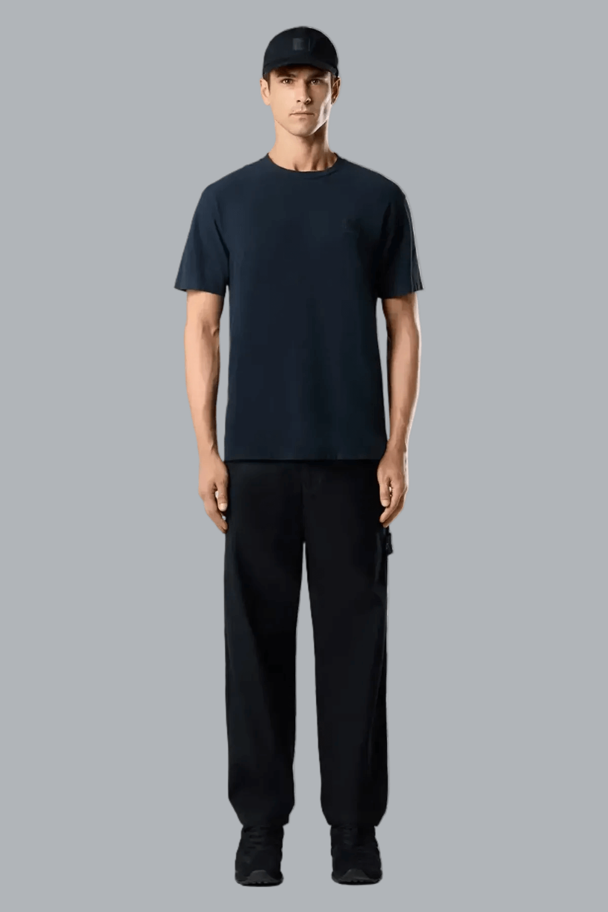 S.I. GHOST ORGANIC COTTON JERSEY CREPE T-SHIRT NAVY BLUE