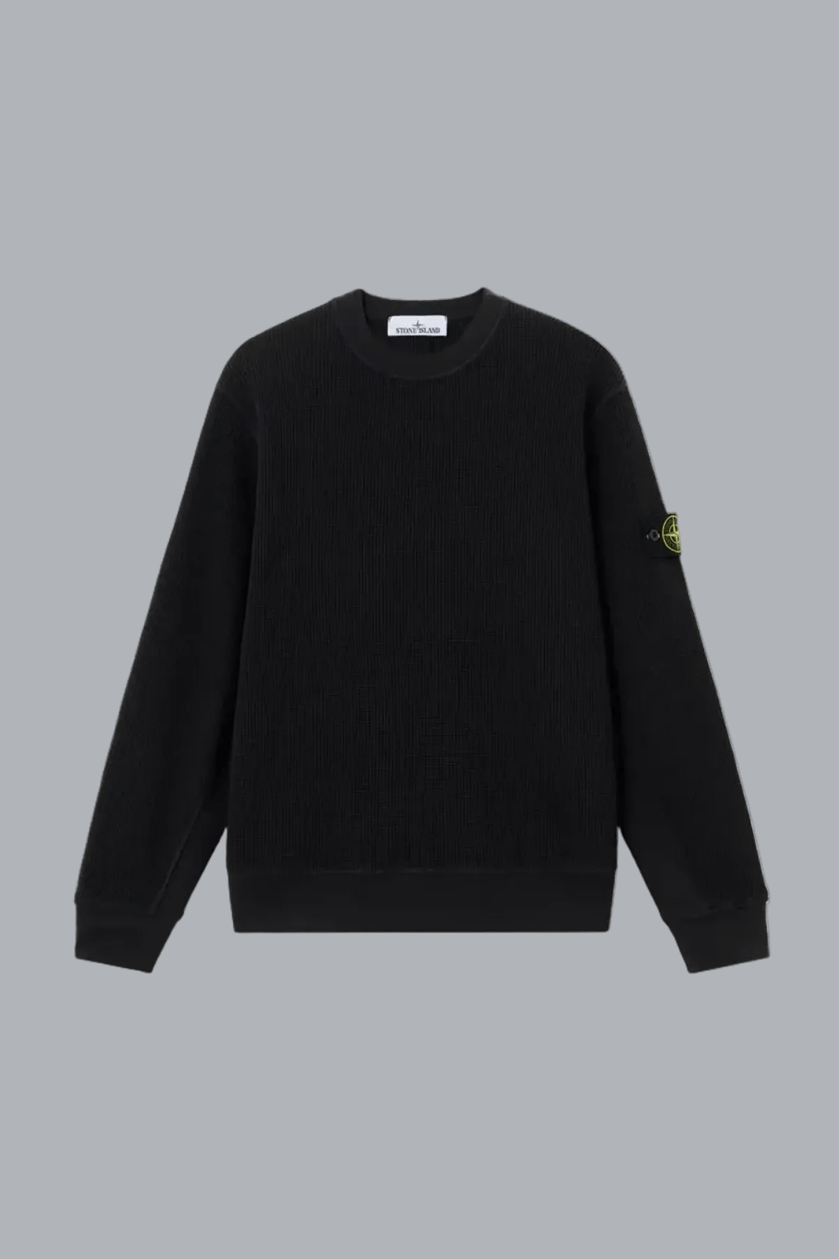 ORGANIC COTTON WAFFLE FLEECE SWEATSHIRT BLACK