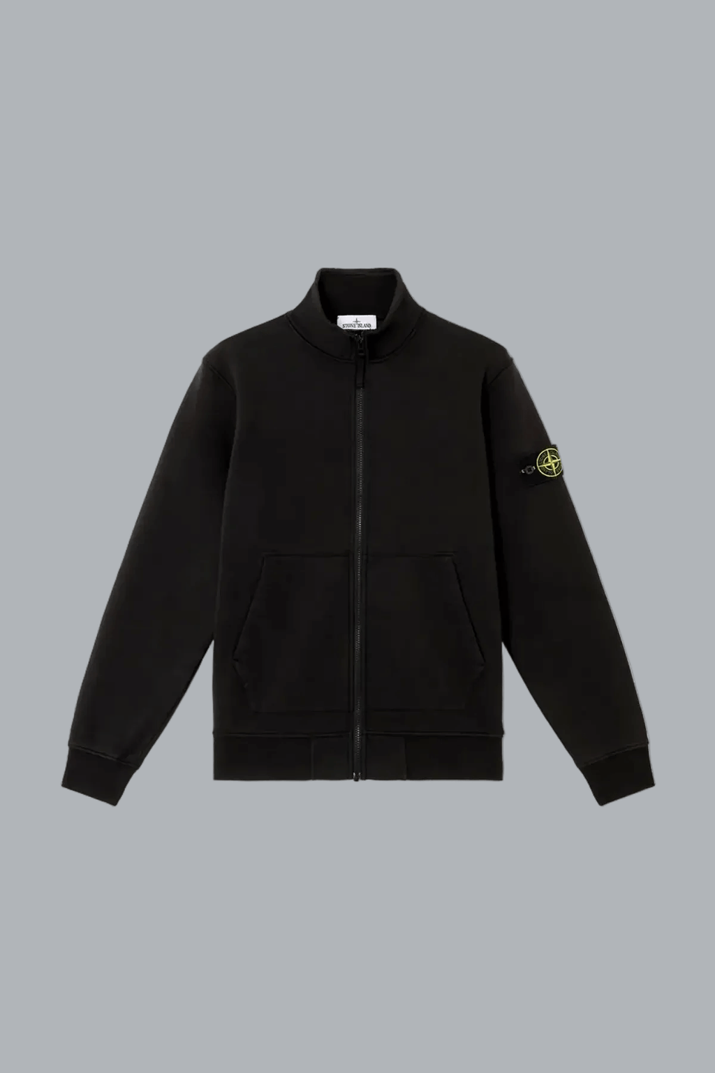 ORGANIC COTTON FLEECE ZIP UP SWEATER BLACK