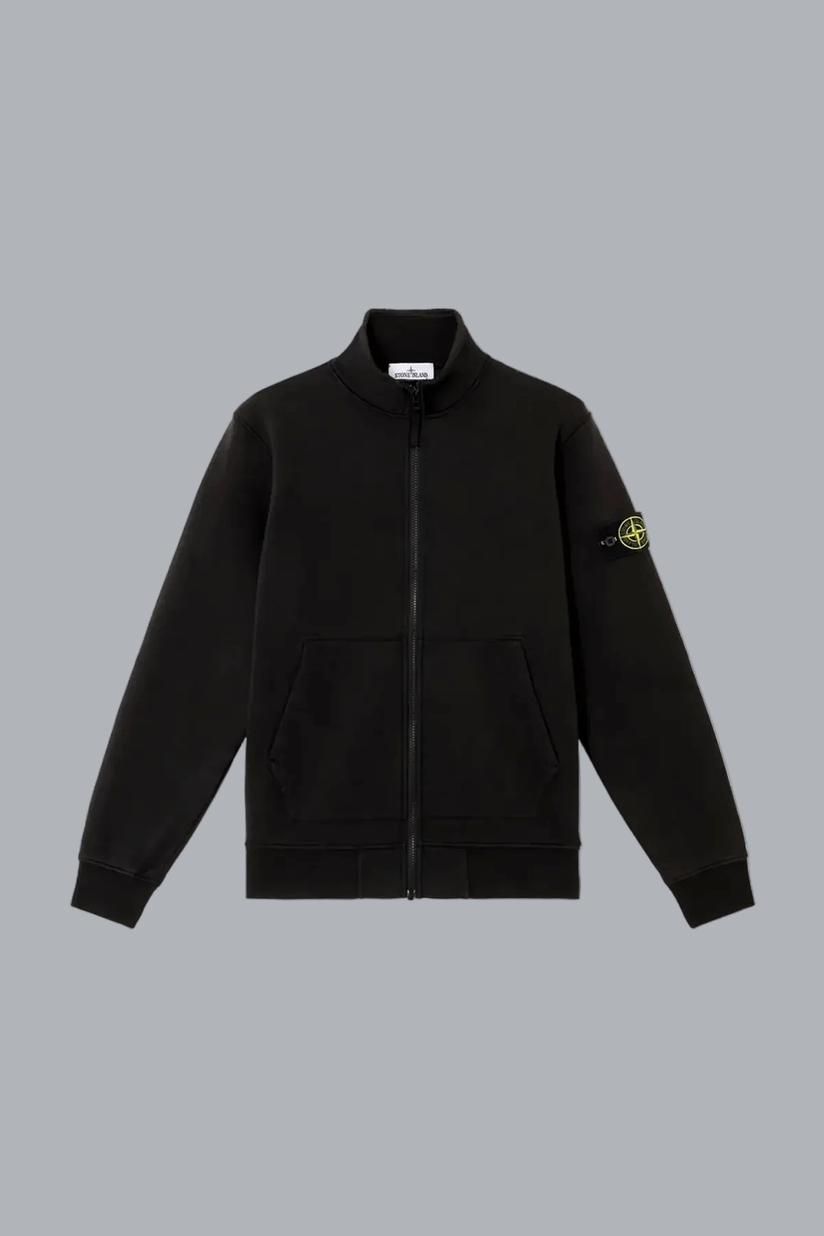 ORGANIC COTTON FLEECE ZIP UP SWEATER BLACK