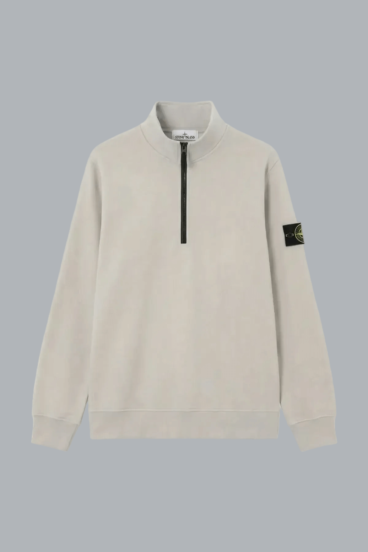 ORGANIC COTTON FLEECE ZIP UP SWEATER PEARL GREY