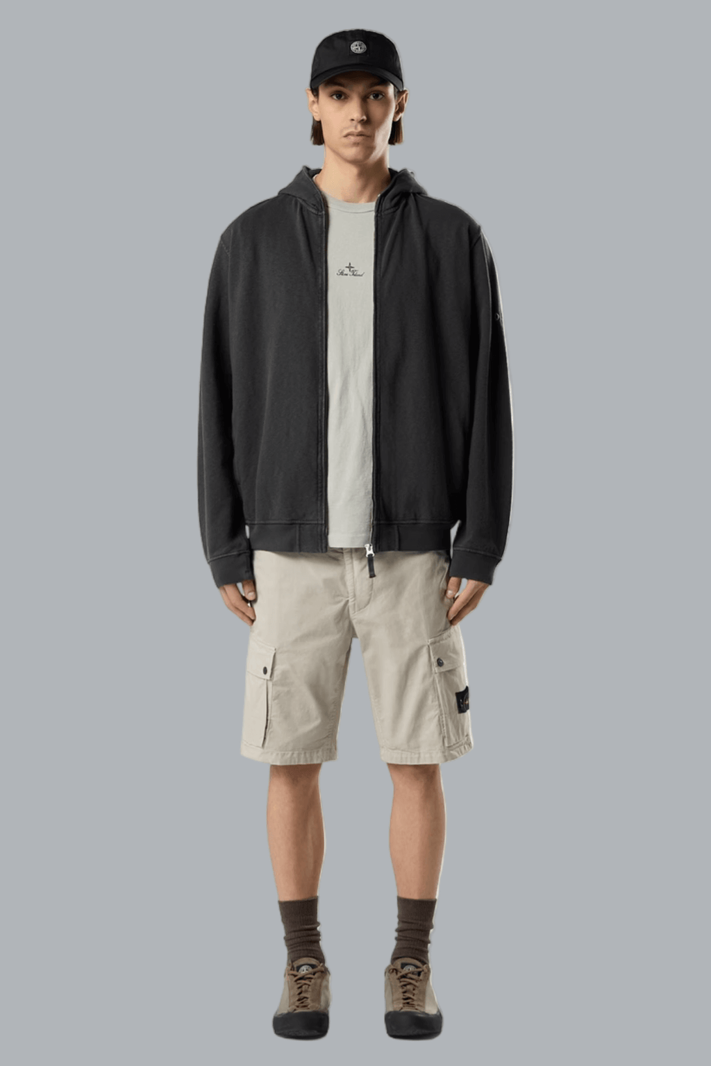 STRETCH ORGANIC COTTON TWILL SHORTS PEARL GREY