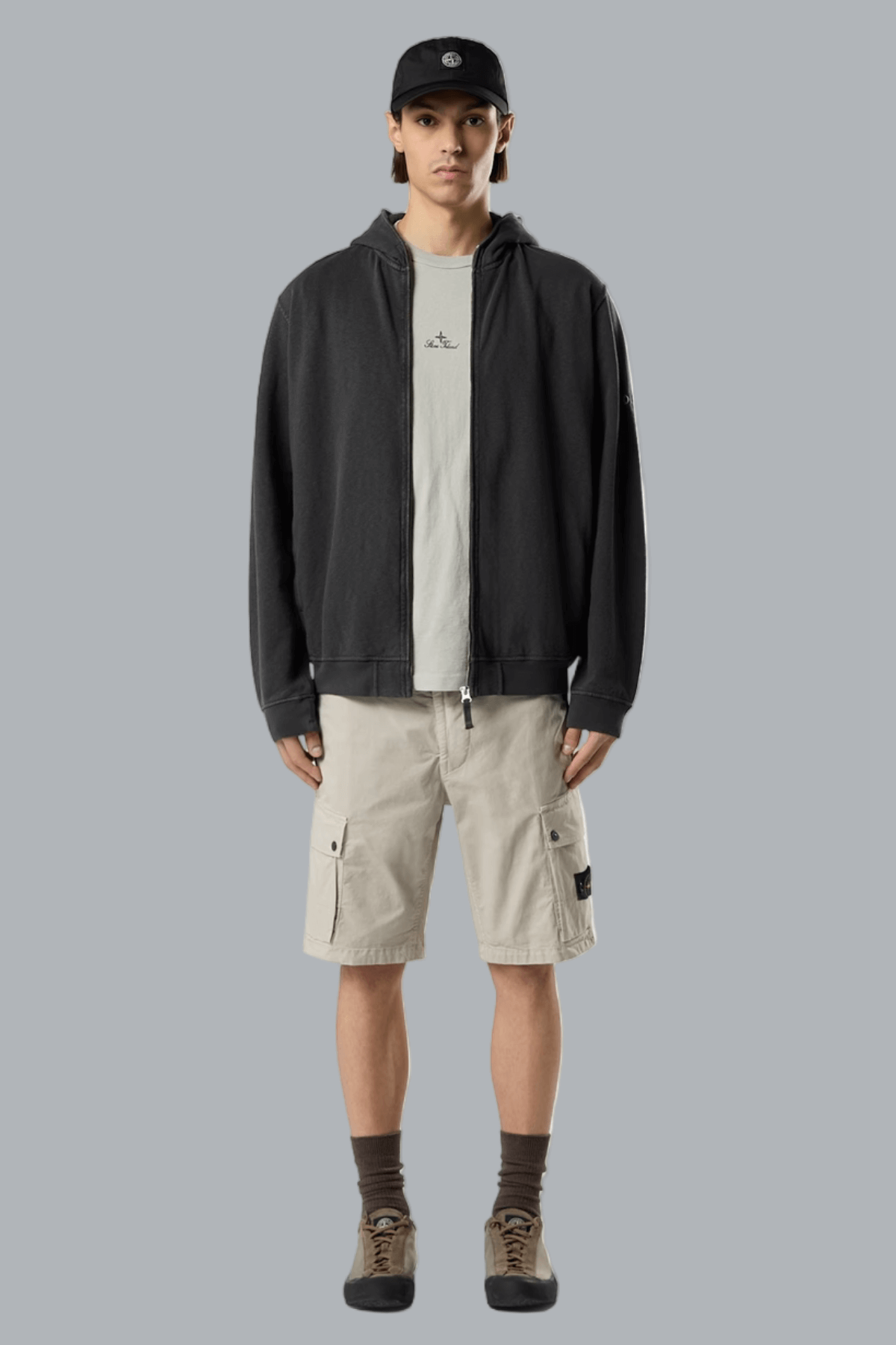 STRETCH ORGANIC COTTON TWILL SHORTS PEARL GREY