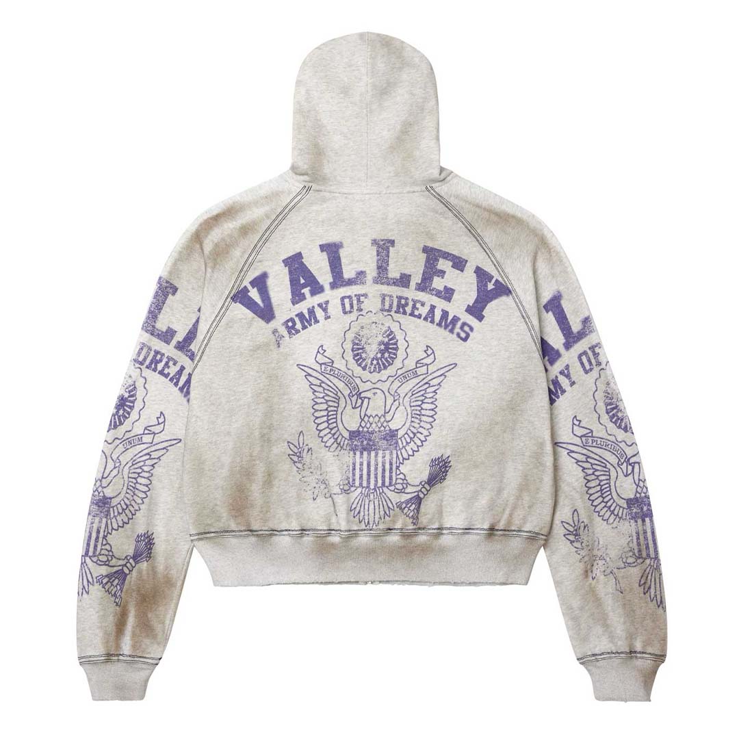 Vale Forever Army Zip Up Hoodie Grey