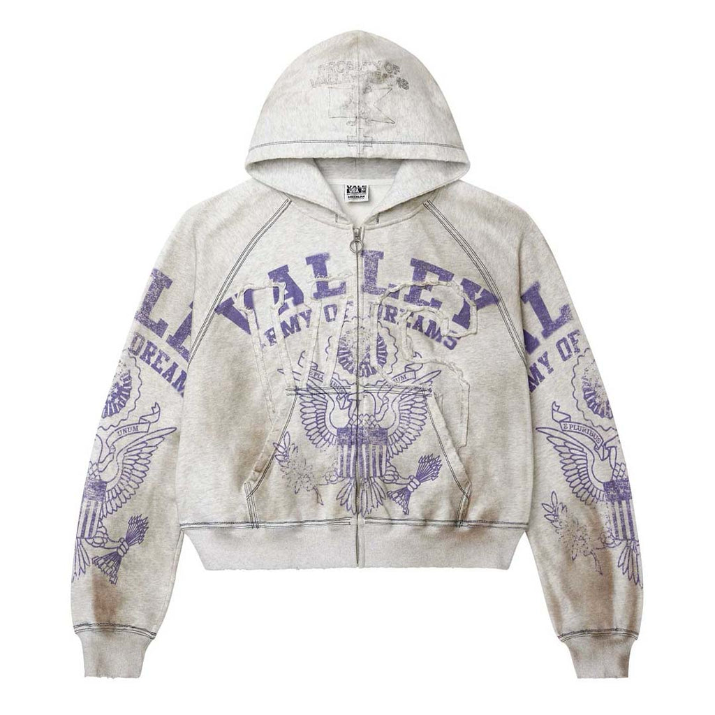 Vale Forever Army Zip Up Hoodie Grey