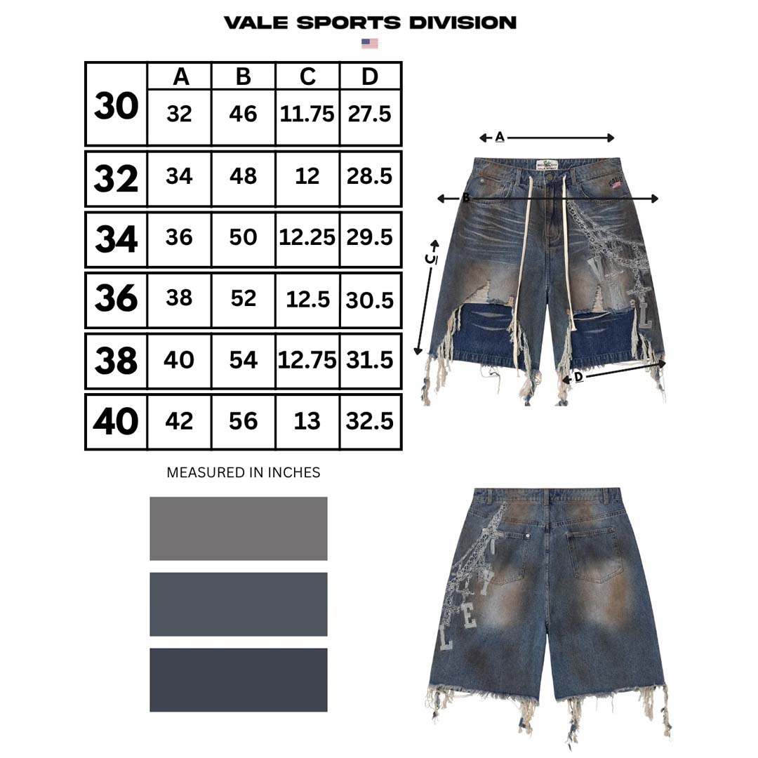 Vale Forever Chain Denim Shorts Blue