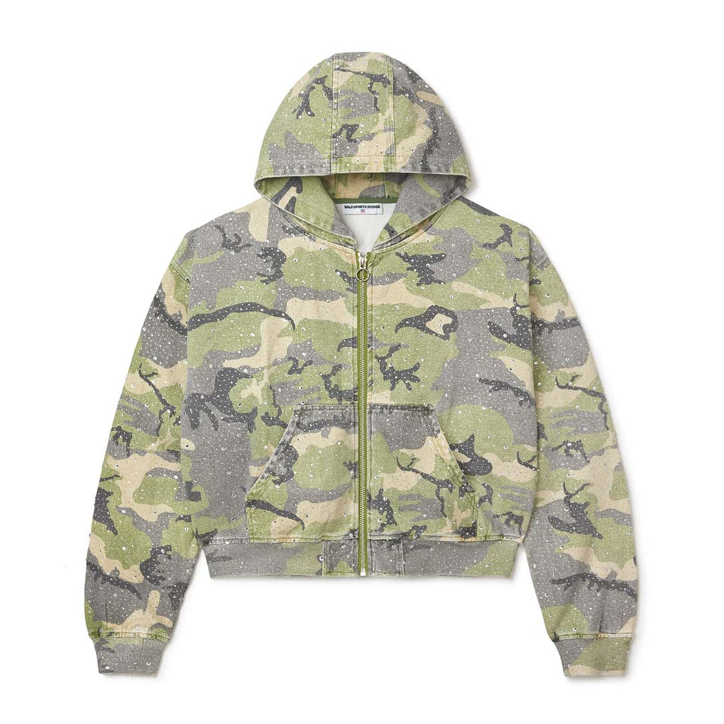 Vale Forever Crystal Camo Zip Up Work Jacket