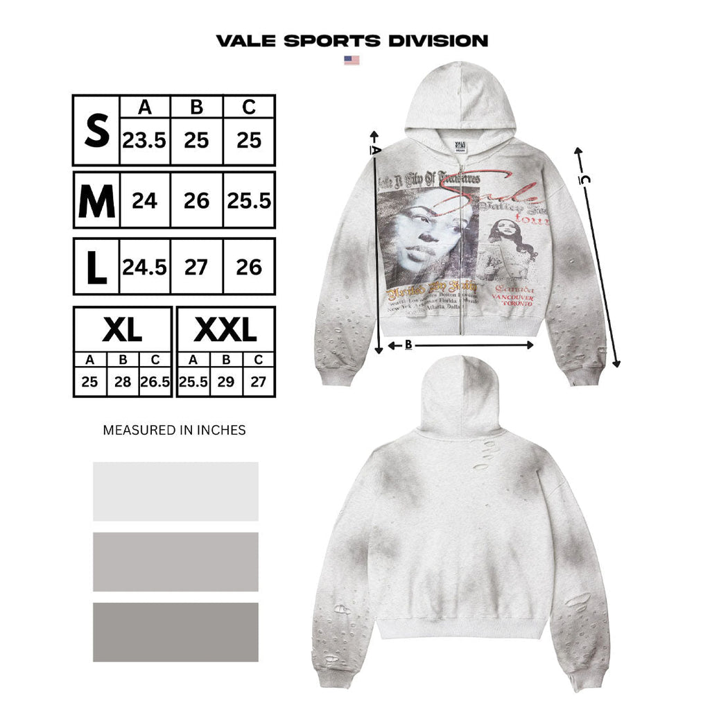 Vale Forever Fest Zip Up Hoodie Grey