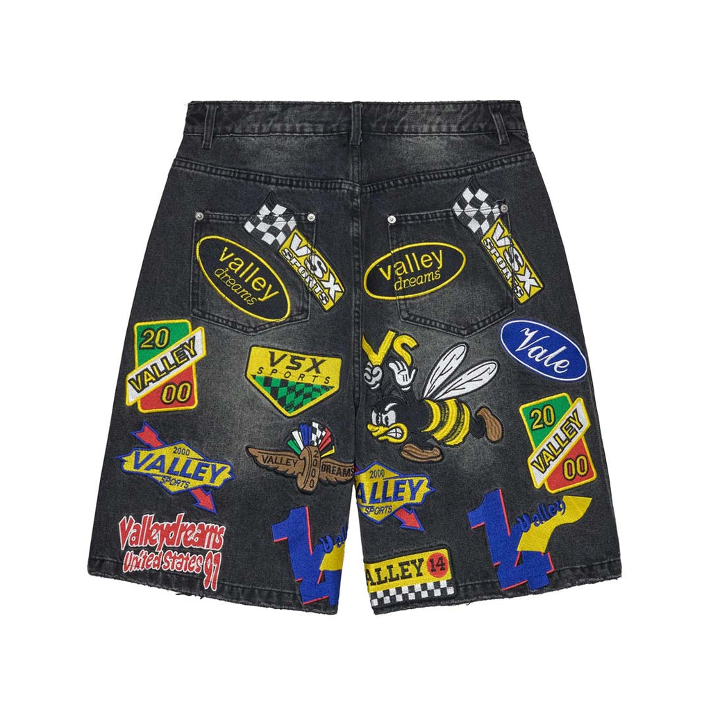 Vale Forever Passport Denim Shorts Black