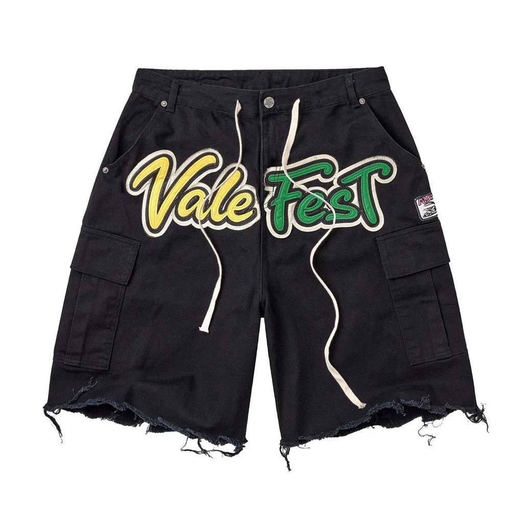 Vale Forever Vale Fest Cargo Shorts Black Yellow Green