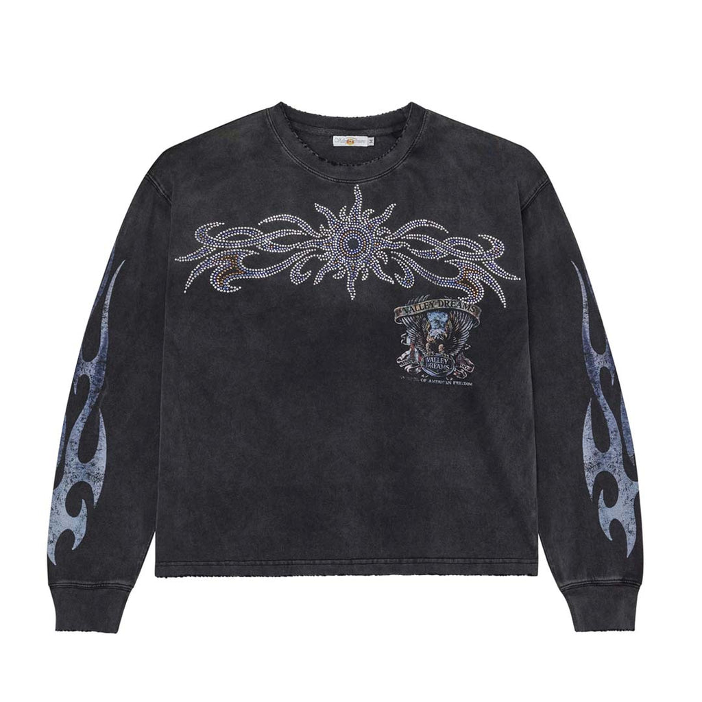 Vale Forever Valley Bling Long Sleeve Faded Black Tee