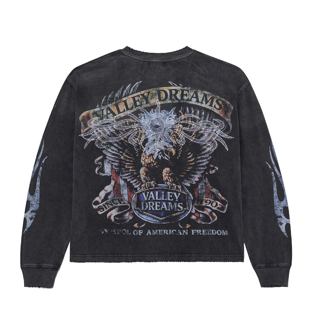 Vale Forever Valley Bling Long Sleeve Faded Black Tee